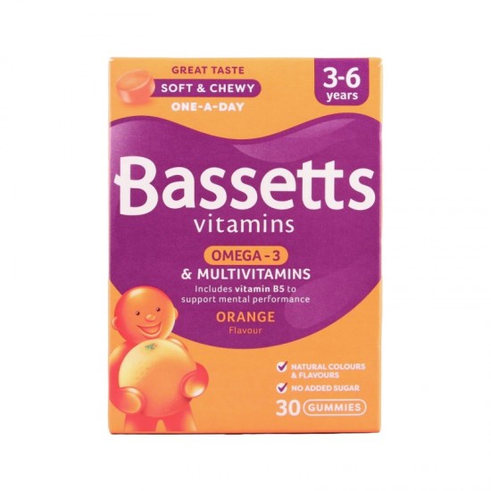 Bassetts Vitamins 30's - 3-6 Years Omega 3 + Multivitamins Orange