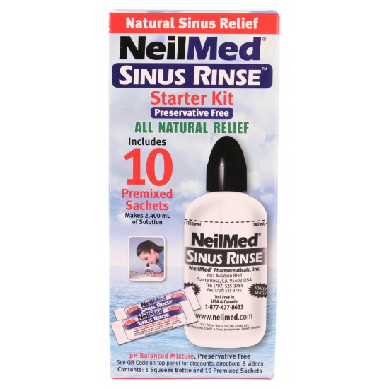 Neilmed Sinus Rinse Starter Kit 240ml Bottle + 10 Sachets - Hampdens ...