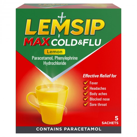 Lemsip Max Cold & Flu Sachets Lemon 5's [GSL]