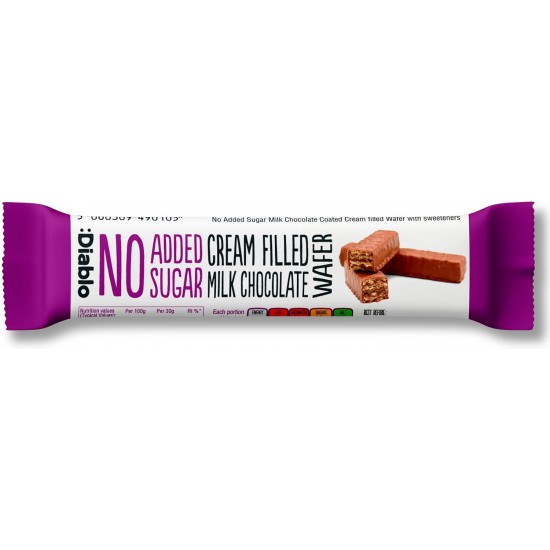 Diablo No Added Sugar Cream Filled Milk Chocolate Wafers 30g