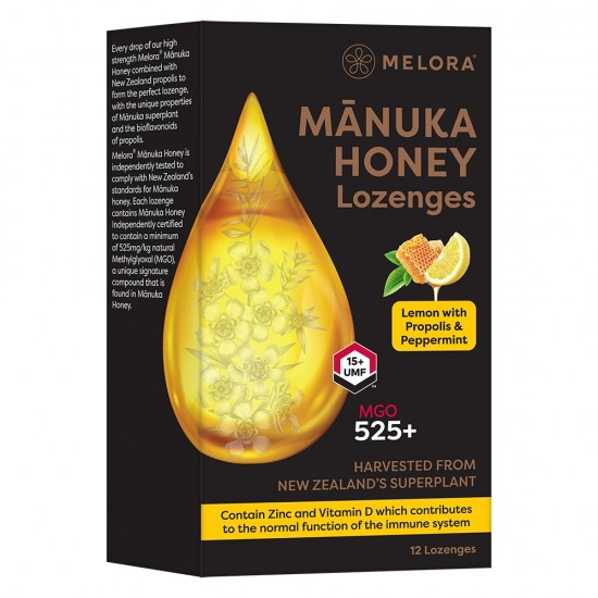 Melora Manuka Honey & Propolis Lozenges - Lemon & Peppermint 12's