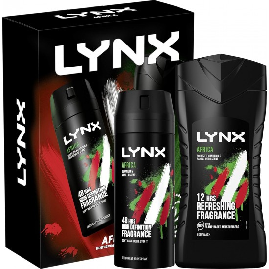 Lynx Giftset Body Spray 150ml & Shower Gel 225ml Africa