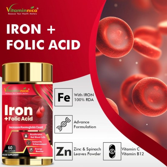 Vitaminnica Iron+ Folic Acid Capsules 60's