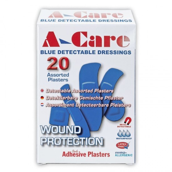 A-Care Blue Detectable Plasters Asstd 20pk