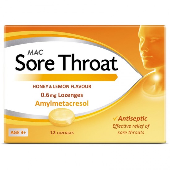 Mac Sore Throat Lozenges 12's Honey & Lemon [GSL]