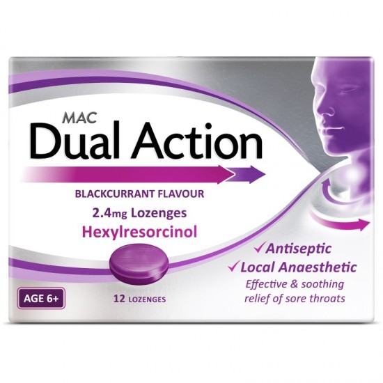 Mac Dual Action Throat Lozenges 12's Blackcurrant [GSL]