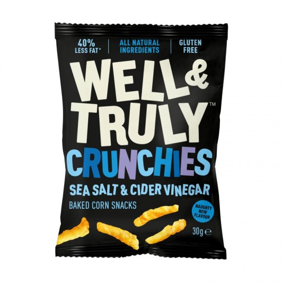 Well & Truly Crunchies Baked Corn Snacks 30g Sea Salt & Cider Vinegar