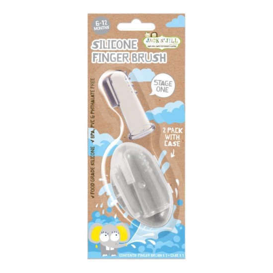 Jack 'N' Jill Stage 1 Silicone Finger Brush 2pk + case