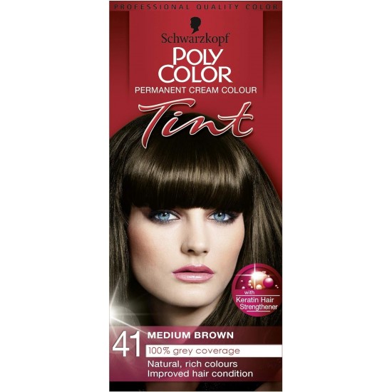 **Poly Color Permanent Cream Colour Tint 41 Medium Brown