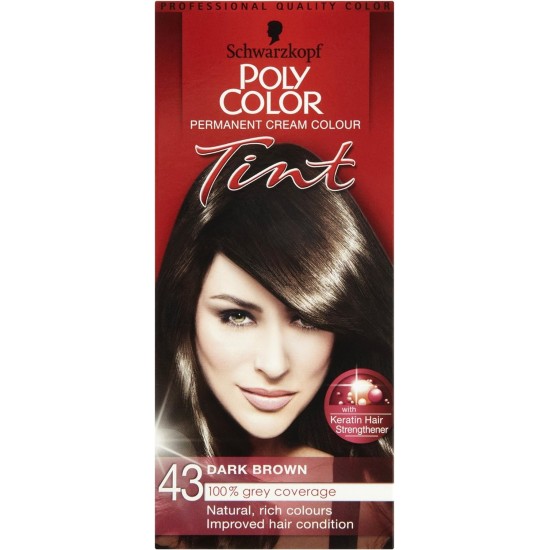 **Poly Color Permanent Cream Colour Tint 43 Dark Brown